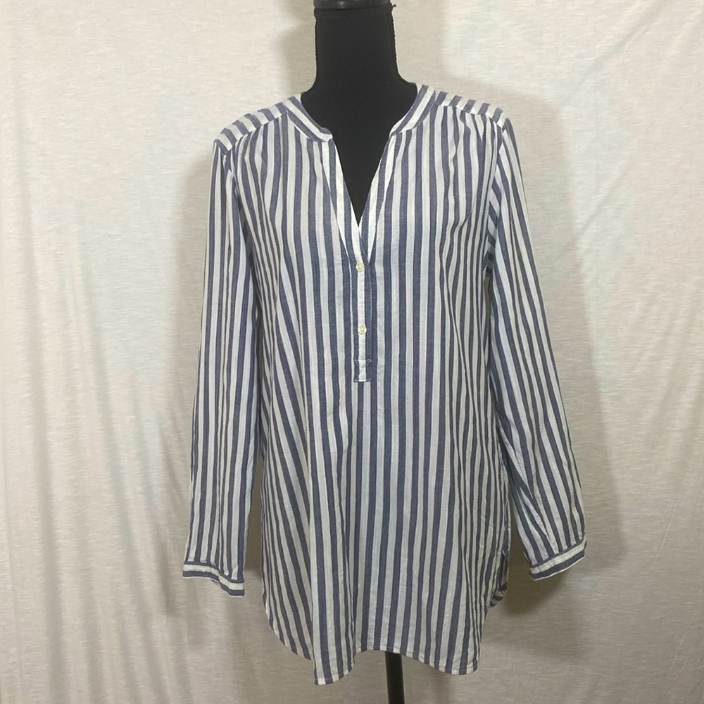 Old Navy Blue & White‎ Striped Long Sleeve Tunic Blouse Size Medium